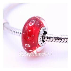 Authentic PANDORA Red Effervescence Glass Charm